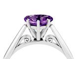 White gold Heart Cut Amethyst Solitaire Engagement Ring with Cathedral Setting and Four-Prong Mount_130