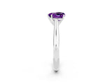 White gold Heart Cut Amethyst Solitaire Engagement Ring with Cathedral Setting and Four-Prong Mount_8