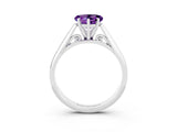 White gold Heart Cut Amethyst Solitaire Engagement Ring with Cathedral Setting and Four-Prong Mount_9