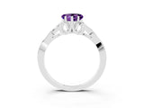 White gold Heart Cut Amethyst Solitaire Engagement Ring with Celtic Knot Band and Four-Prong Setting_3