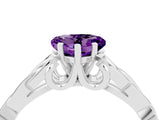 White gold Heart Cut Amethyst Solitaire Engagement Ring with Celtic Knot Band and Four-Prong Setting_4