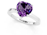 White gold Heart Cut Amethyst Solitaire Engagement Ring with Classic Band and Four-Prong Setting_25