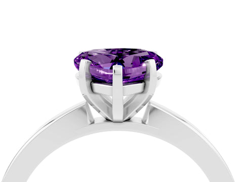 White gold Heart Cut Amethyst Solitaire Engagement Ring with Classic Band and Four-Prong Setting_28