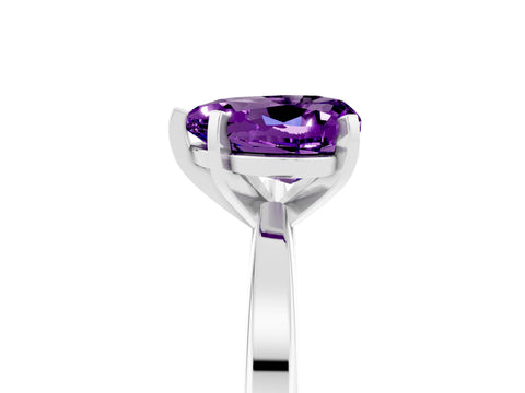 White gold Heart Cut Amethyst Solitaire Engagement Ring with Classic Band and Four-Prong Setting_29