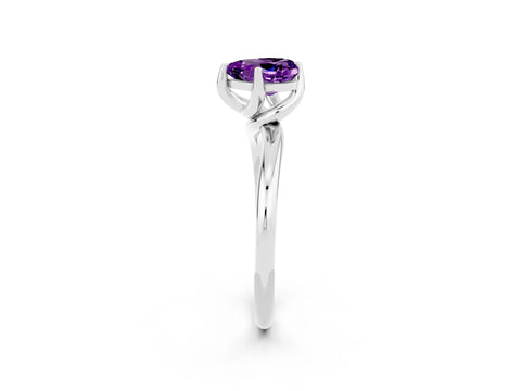 White gold Heart Cut Amethyst Solitaire Engagement Ring with Four-Prong Setting and Classic Band_14