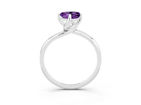 White gold Heart Cut Amethyst Solitaire Engagement Ring with Four-Prong Setting and Classic Band_15