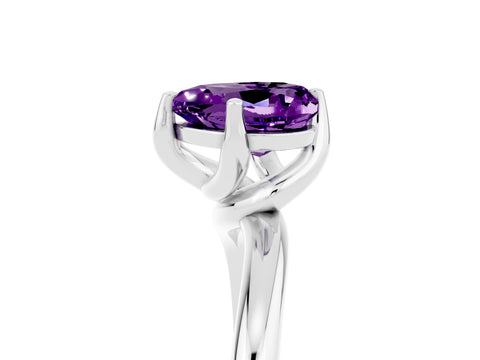 White gold Heart Cut Amethyst Solitaire Engagement Ring with Four-Prong Setting and Classic Band_17