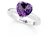 White gold Heart Cut Amethyst Solitaire Engagement Ring with Round Band and Four-Prong Setting_1
