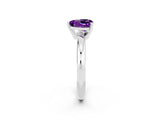 White gold Heart Cut Amethyst Solitaire Engagement Ring with Round Band and Four-Prong Setting_2