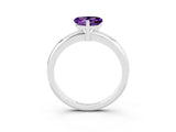 White gold Heart Cut Amethyst Solitaire Engagement Ring with Round Band and Four-Prong Setting_3