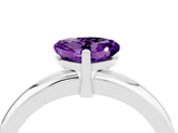 White gold Heart Cut Amethyst Solitaire Engagement Ring with Round Band and Four-Prong Setting_4