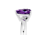 White gold Heart Cut Amethyst Solitaire Engagement Ring with Round Band and Four-Prong Setting_5