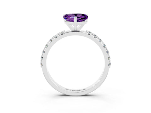 White gold Heart Cut Amethyst Solitaire Pavé Band with Four-Prong Setting_3