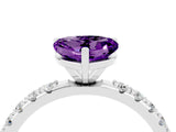 White gold Heart Cut Amethyst Solitaire Pavé Band with Four-Prong Setting_4
