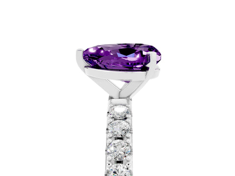 White gold Heart Cut Amethyst Solitaire Pavé Band with Four-Prong Setting_5