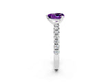 White gold Heart Cut Amethyst Solitaire Pavé Engagement Ring with Round Band and Prong Setting_14