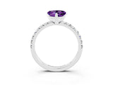 White gold Heart Cut Amethyst Solitaire Pavé Engagement Ring with Round Band and Prong Setting_15