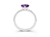 White gold Heart Cut Amethyst Solitaire Pavé Engagement Ring with Round Band and Prong Setting_75