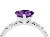 White gold Heart Cut Amethyst Solitaire Pavé Engagement Ring with Round Band and Prong Setting_76