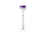 White gold Heart Cut Amethyst Solitaire Ring with Flower Prong Setting and Classic Band_25