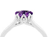 White gold Heart Cut Amethyst Solitaire Ring with Flower Prong Setting and Classic Band_39