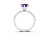 White gold Heart Cut Amethyst Solitaire Ring with Pavé Accents and Four-Prong Setting_3