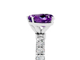 White gold Heart Cut Amethyst Solitaire Ring with Pavé Accents and Four-Prong Setting_5