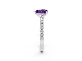 White gold Heart Cut Amethyst Solitaire Ring with Pavé Band and Four-Prong Setting_26