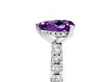 White gold Heart Cut Amethyst Solitaire Ring with Round  Pavé Band and Four-Prong Setting_53