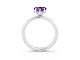 White gold Heart Cut Amethyst Solitaire Ring with Thin Band and Four-Prong Setting_3