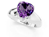 White gold Heart Cut Amethyst Solitaire Ring with Wide Band and Prong Setting_1