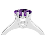White gold Heart Cut Amethyst Solitaire Ring with Wide Band and Prong Setting_4