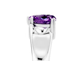 White gold Heart Cut Amethyst Solitaire Ring with Wide Band and Prong Setting_5