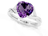 White gold Heart Cut Amethyst Solitaire Twist Band Prong Setting Ring_37