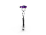 White gold Heart Cut Amethyst Solitaire Twist Band Prong Setting Ring_38