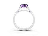 White gold Heart Cut Amethyst Solitaire Twist Band Prong Setting Ring_39