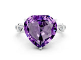 White gold Heart Cut Amethyst Solitaire Twisted Band with Round  Accents and Prong Setting_12
