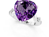 White gold Heart Cut Amethyst Solitaire Twisted Band with Round  Accents and Prong Setting_13
