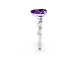 White gold Heart Cut Amethyst Solitaire Twisted Band with Round  Accents and Prong Setting_14