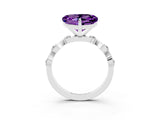 White gold Heart Cut Amethyst Solitaire Twisted Band with Round  Accents and Prong Setting_15