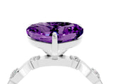 White gold Heart Cut Amethyst Solitaire Twisted Band with Round  Accents and Prong Setting_16