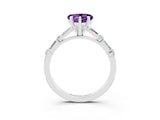 White gold Heart Cut Amethyst Solitaire with Side Baguettes and Channel Set Band_3