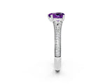 White gold Heart Cut Amethyst Split Shank Engagement Ring with Pavé Band_2