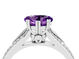 White gold Heart Cut Amethyst Split Shank Engagement Ring with Pavé Band_4