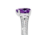White gold Heart Cut Amethyst Split Shank Engagement Ring with Pavé Band_5