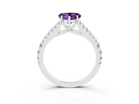 White gold Heart Cut Amethyst Split Shank Pavé Engagement Ring with Four-Prong Setting_15