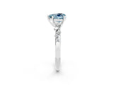 White gold Heart Cut Aquamarine Cluster Side Stone Solitaire Ring with Prong Setting_26