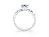 White gold Heart Cut Aquamarine Cluster Side Stone Solitaire Ring with Prong Setting_27