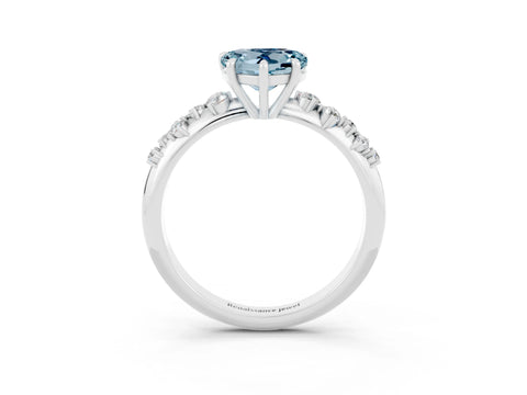 White gold Heart Cut Aquamarine Cluster Side Stone Solitaire Ring with Prong Setting_27