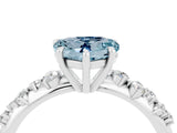 White gold Heart Cut Aquamarine Cluster Side Stone Solitaire Ring with Prong Setting_28